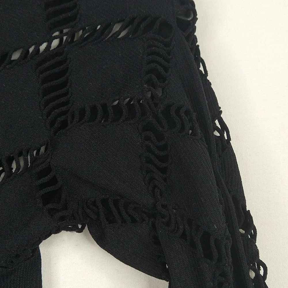 Bebe Diamond Slashes Black Off Shoulder Top Size:M/L - Picture 9 of 9